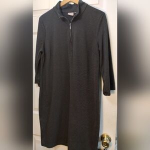 Chico's Charcoal Gray Mock Zip Knit Dress
